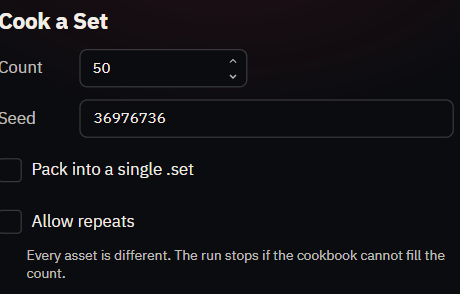 The Cook dialog