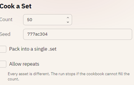 The Cook dialog