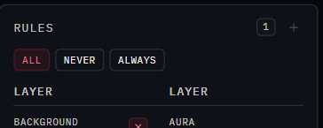 A rule excluding the Spark aura whenever the Rays background is picked